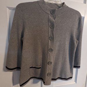 Mercer Street Studio Gray & Black Mod Cardigan w/Large Buttons Ladies sz PS